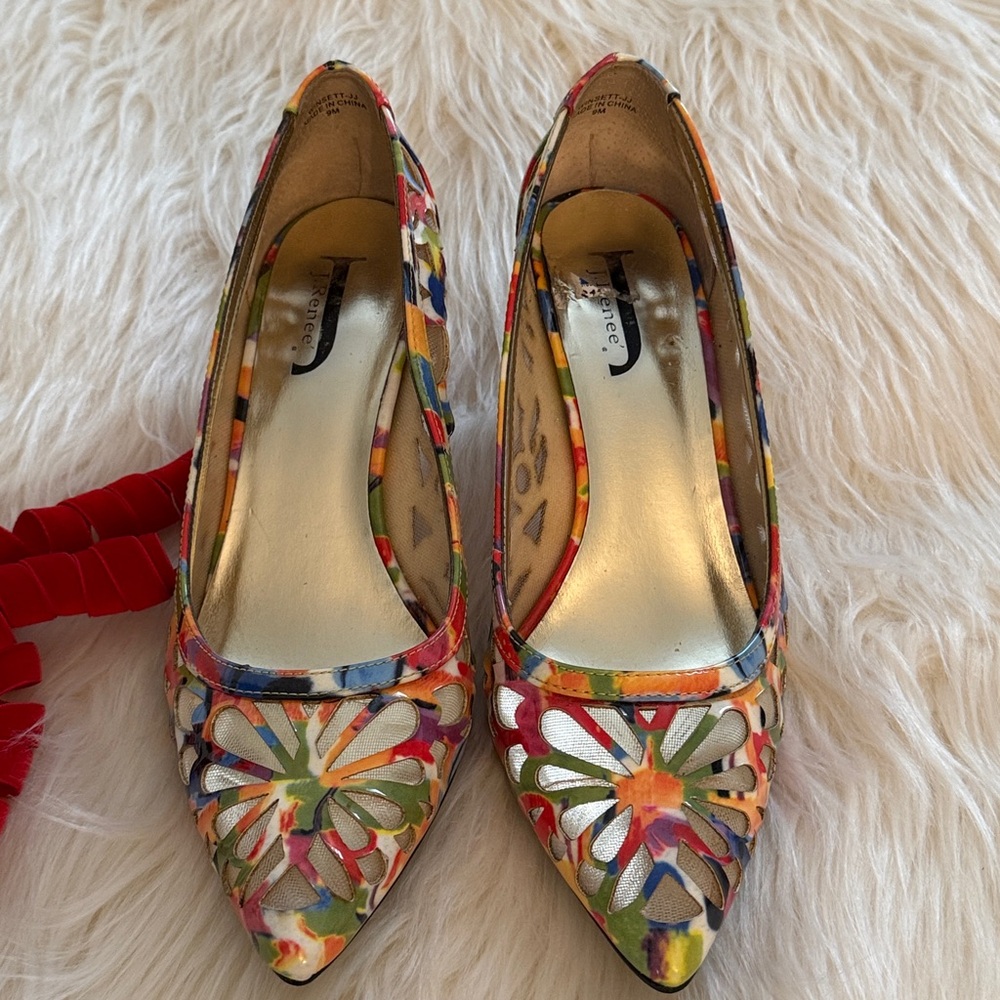 J. Renee Winsett Rainbow Abstract floral Kitten Heels🔥 - Picture 9 of 11